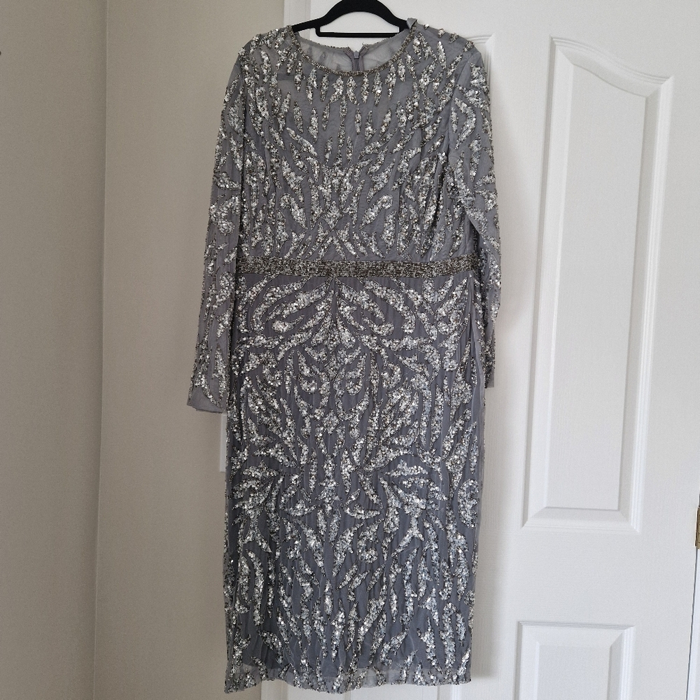 Mac Duggal Elegant Silver Sequin Dress